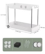 Adjustable Height Under Sink Organizer Pull Out Bathroom Cabinet Storage Rack 2 Tier Under Kitchen Sink Organizer