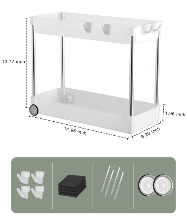 Adjustable Height Under Sink Organizer Pull Out Bathroom Cabinet Storage Rack 2 Tier Under Kitchen Sink Organizer