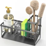 OWNSWING Kitchen Sink Caddy Sponge Holder Organizer and Storage with High Brush Holder Rustproof Kitchen Gadgets Rack