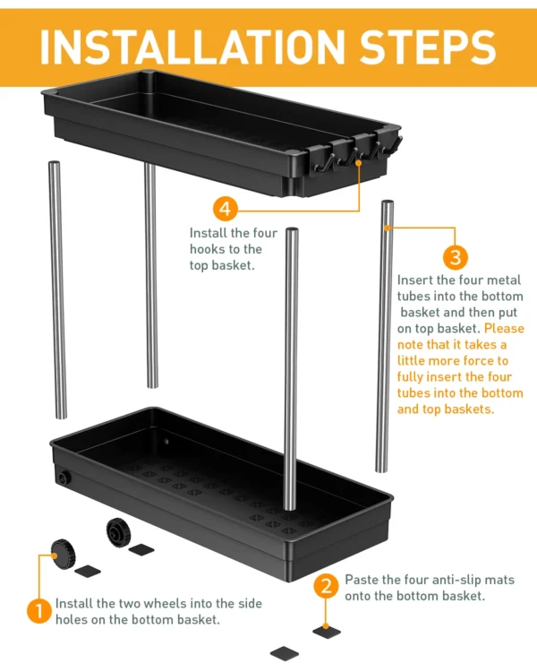 Adjustable Height Under Sink Organizer Pull Out Bathroom Cabinet Storage Rack 2 Tier Under Kitchen Sink Organizer