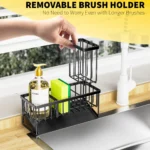 OWNSWING Kitchen Sink Caddy Sponge Holder Organizer and Storage with High Brush Holder Rustproof Kitchen Gadgets Rack