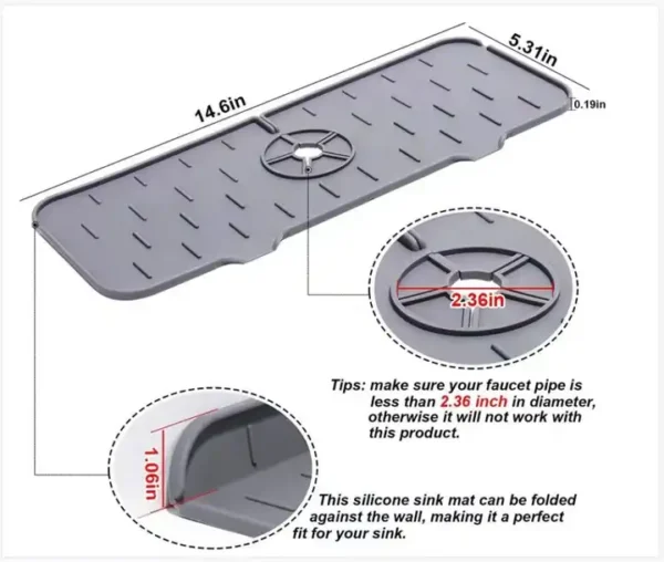 Custom Kitchen Faucet Water Catcher Modern Waterproof Silicone Sink Mat Eco-Friendly Tray Pad Home Table Use New Model sponge